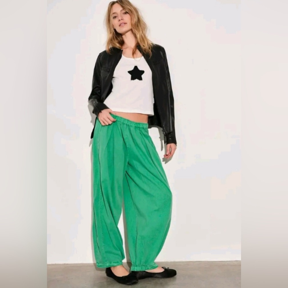 Free People To The Sky Parachute Pants In Lively Ivy